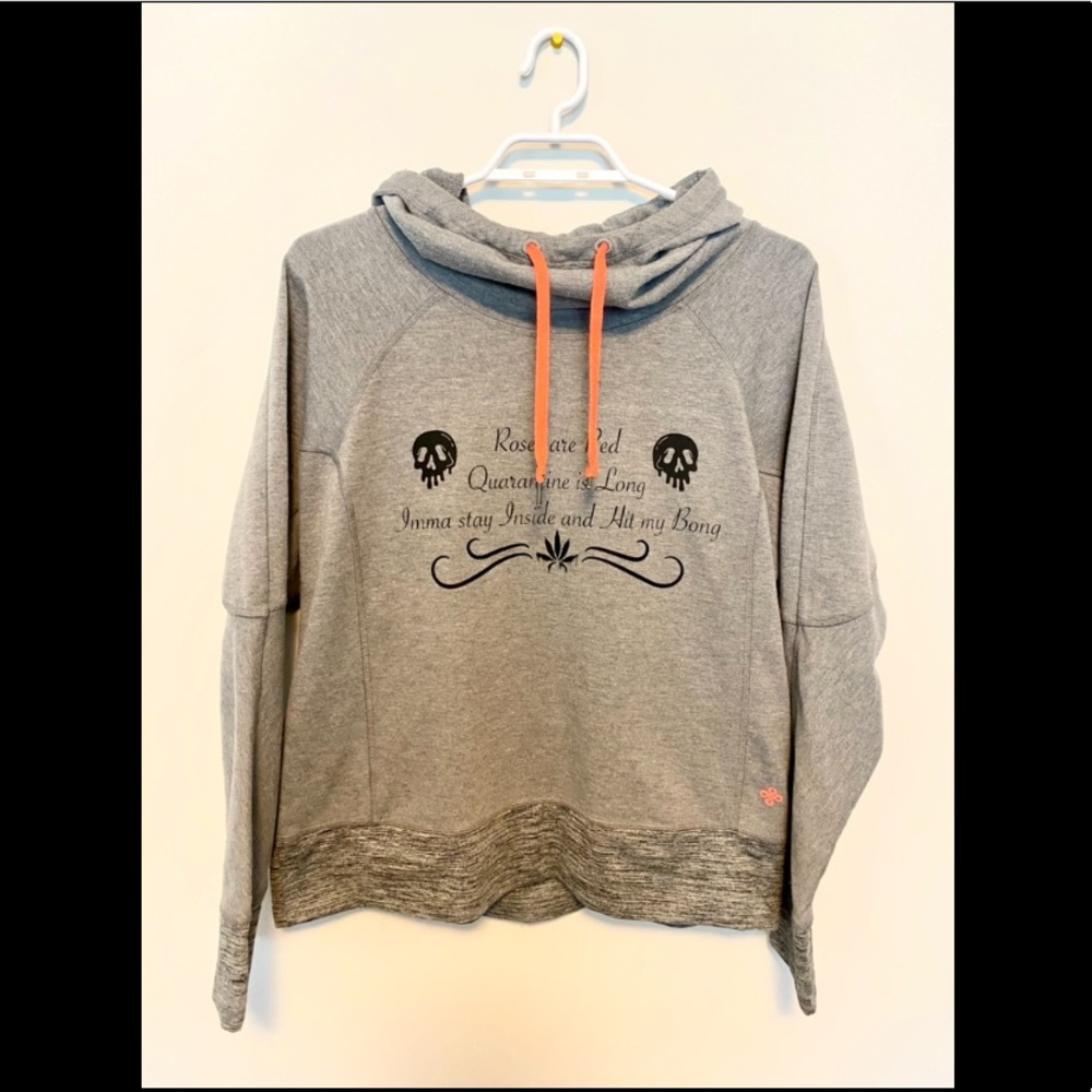 Custom Designed pullover hoodie, size Large, colour Grey